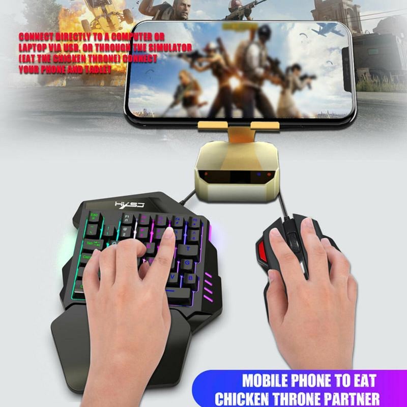 Single Hand One Handed Gaming Keyboard 35 Keys Rgb Backlit Mini Keypad Mouse Set For Pc Ps4 Xbox Gamer Pubg