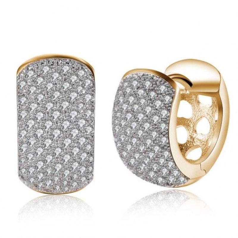 Veile Studios Single Row Diamond Studded Romantic Style Earrings Champagne Gold