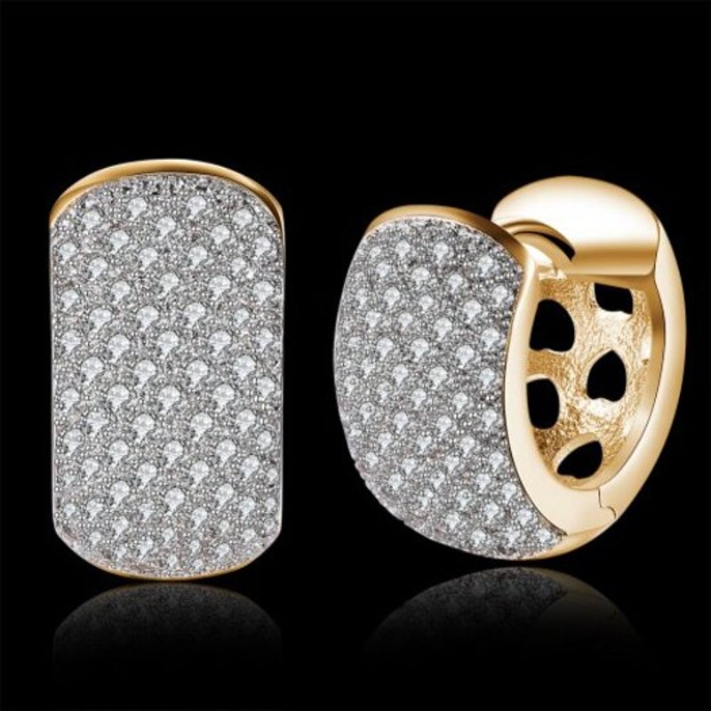 Veile Studios Single Row Diamond Studded Romantic Style Earrings Champagne Gold