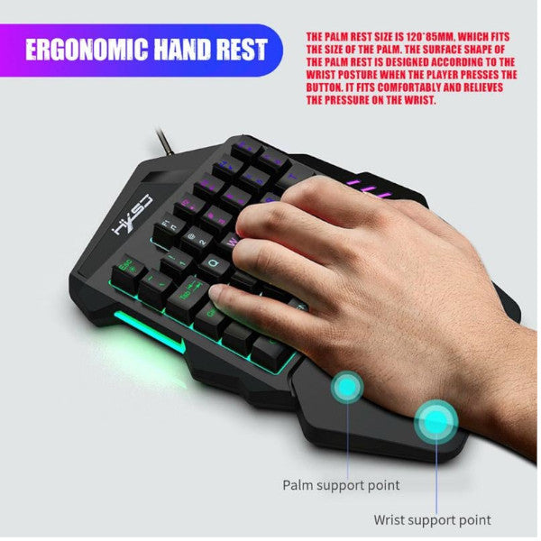 Single Hand One Handed Gaming Keyboard 35 Keys Rgb Backlit Mini Keypad Mouse Set For Pc Ps4 Xbox Gamer Pubg