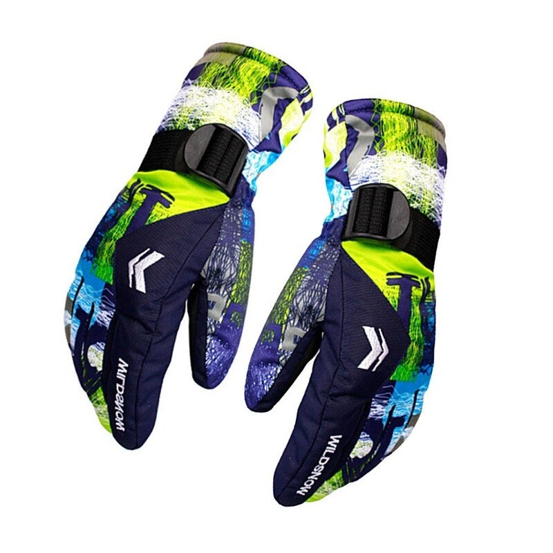 Ski Gloves 100 Waterproof Warm Snow Blue
