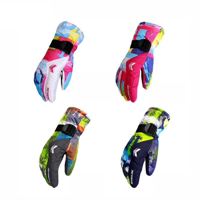 Ski Gloves 100 Waterproof Warm Snow Blue