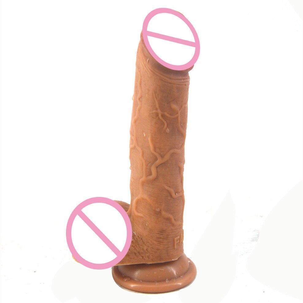 20Cm Silicone Realistic Dildo Butt Plug Anal Black