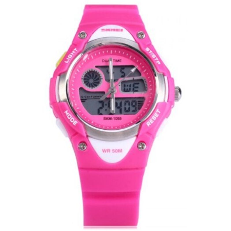 Veile Studios Skmei 1055 Dual Time Led Watch Water Resistant Day Date Alarm Children Wristwatch Blue