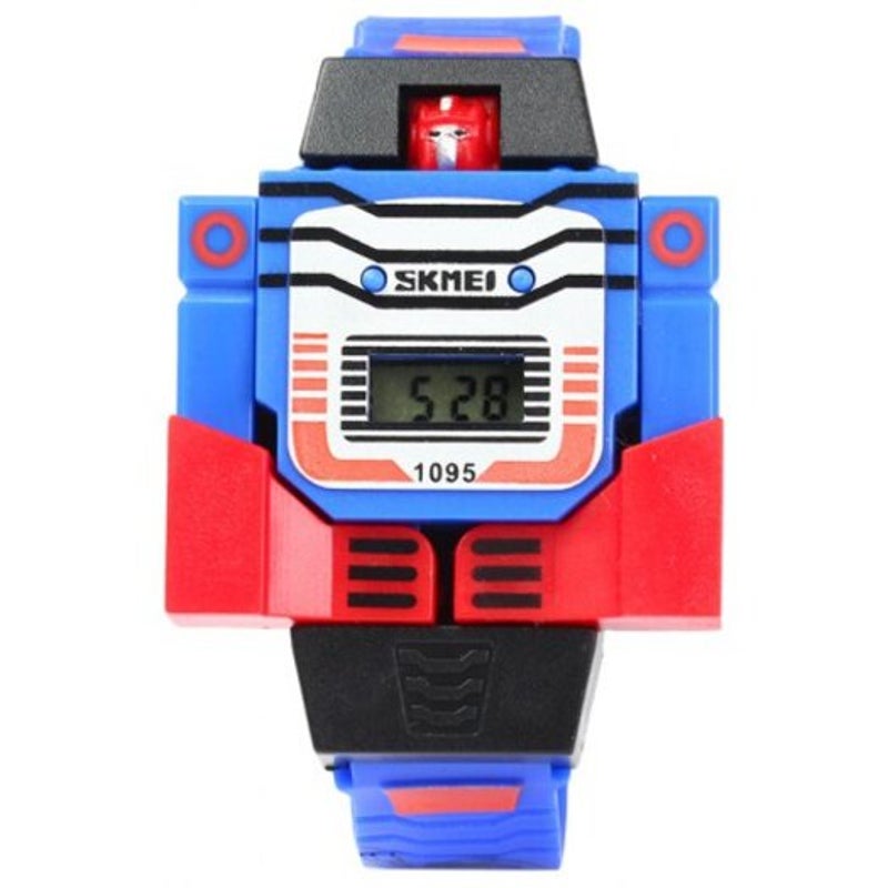 Veile Studios Skmei 1095 Robot Dial Led Watch With Rubber Band For Children Blue