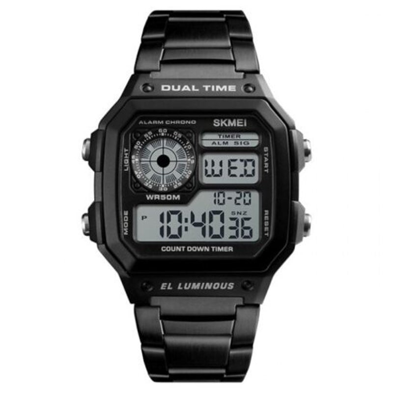 Veile Studios Skmei 1335 Male Business Table Outdoor Sports Personality Square Digital Display Electric Watch Black