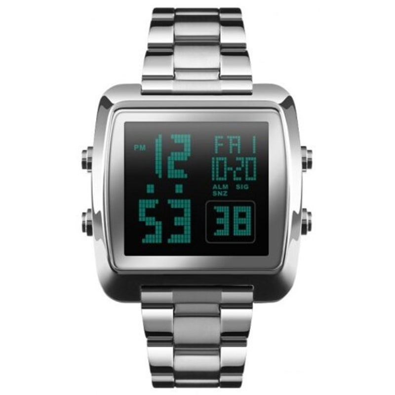 Veile Studios Skmei Dual Time Sports Business Men's Watch Silver