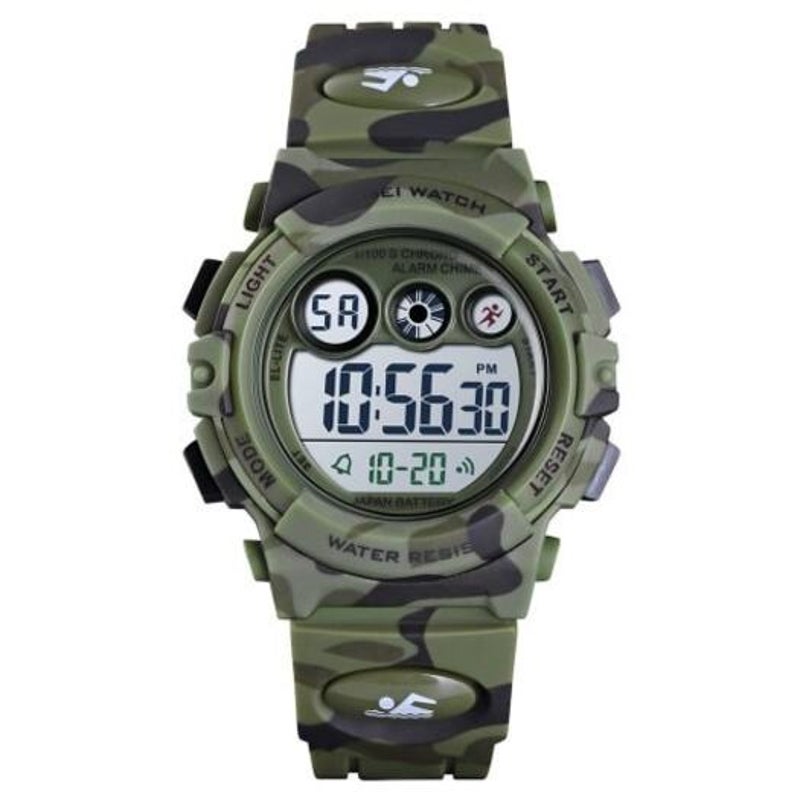 Veile Studios Skmei Kids Colorful El Light Digital Children Pu Strap Alarm Clock Watch For Boy Woodland Camouflage