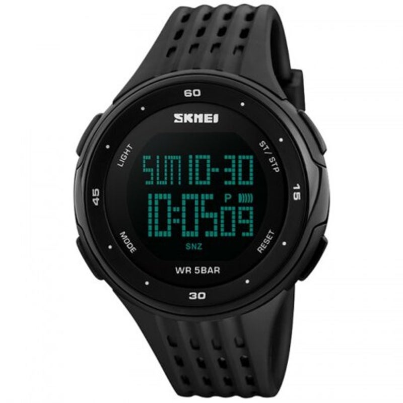 Veile Studios Skmei Large Dial Led Digital Waterproof Alarm Calendar Fashion Casual Watch Black