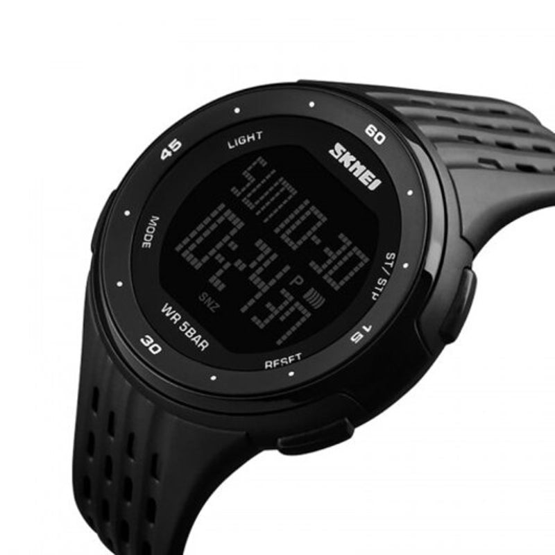 Veile Studios Skmei Large Dial Led Digital Waterproof Alarm Calendar Fashion Casual Watch Black