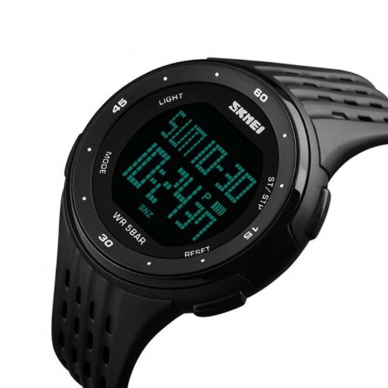 Veile Studios Skmei Large Dial Led Digital Waterproof Alarm Calendar Fashion Casual Watch Black