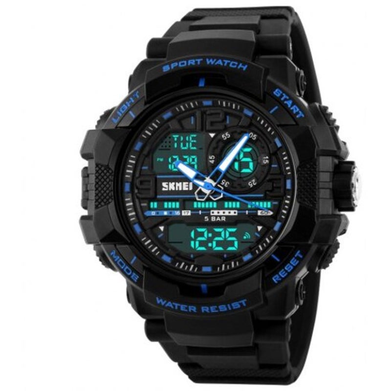 Veile Studios Skmei Popular Men Quartz Digital Multifunction Waterproof Outdoor Wrist Watch Blue