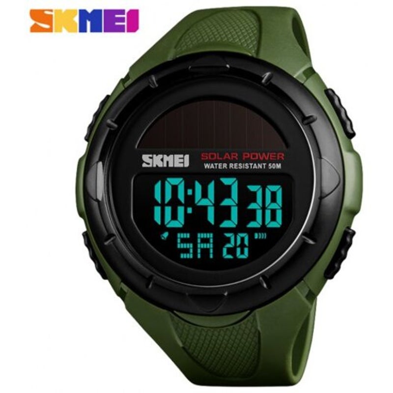 Veile Studios Skmei Solar Outdoor Sports Men's Luminous 12 / 24 Hours Digital Watch Fern Green
