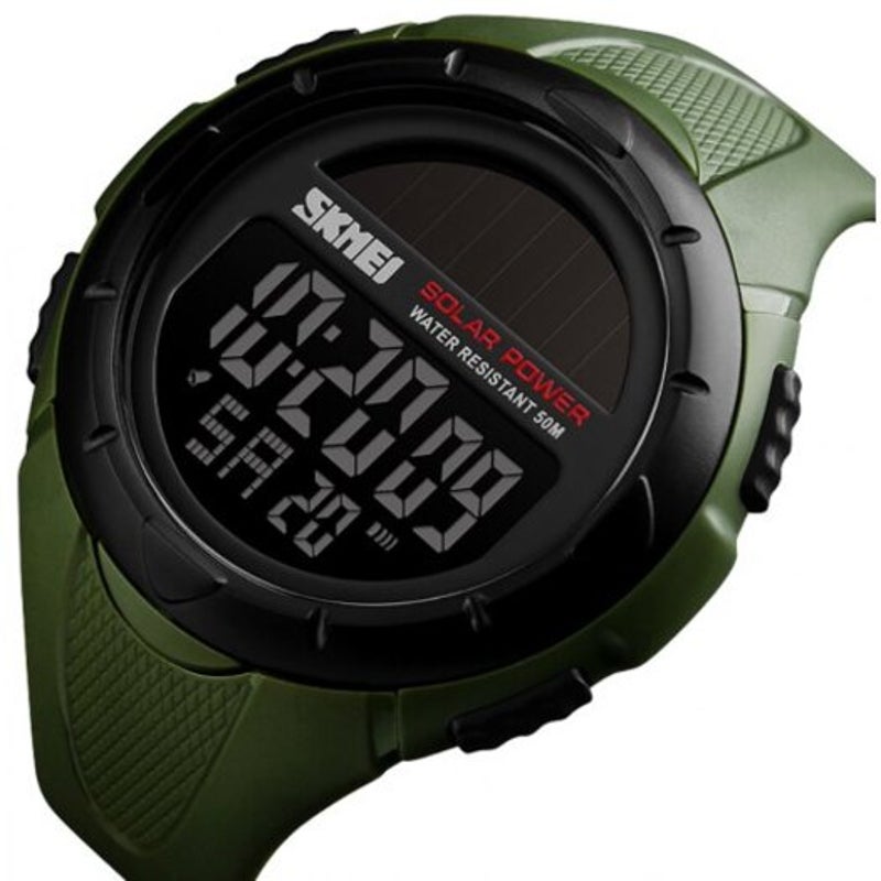 Veile Studios Skmei Solar Outdoor Sports Men's Luminous 12 / 24 Hours Digital Watch Fern Green
