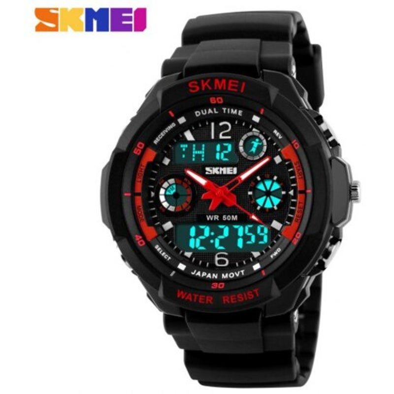 Skmei Sports Shock Resistant Men Led Military Digital Quartz Watche Red
