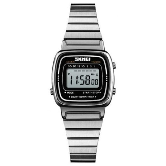 Veile Studios Skmei Women Waterproof Countdown Led Digital Lady Dress Alarm Wrist Watch Silver