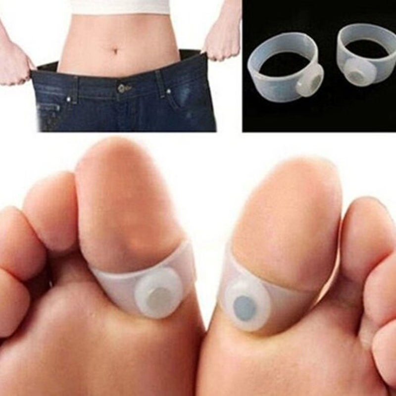 Slimming Care Tool Silicone Magnetic Massage Foot Toe Rings 2Pcs White