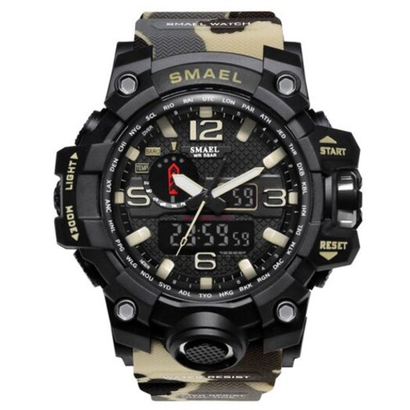 Veile Studios Men Waterproof Dual Display Sport Wristwatch Quartz Digital Military Male Stopwatch