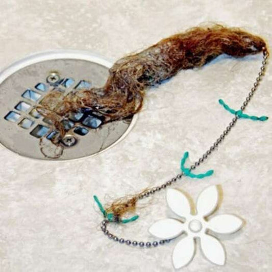 Small Flower Chain Bathroom Sewer Sink Hair Cleaner Cleaning Hook Strip Anti Blocking Device 4Pcs White