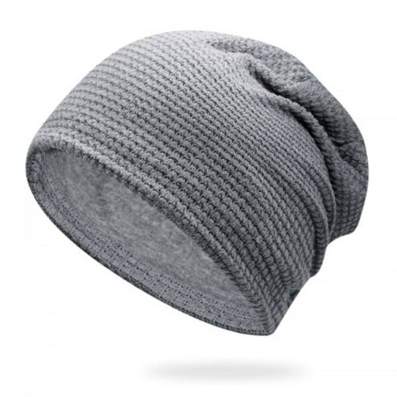 Small Square Head Cap Knit Hat Pile One Size Has Elasticity For 56 59Cm Gray
