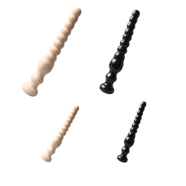 Small / Large Long Black Beads Butt Plug Prostate Massager Anal Play Fetish