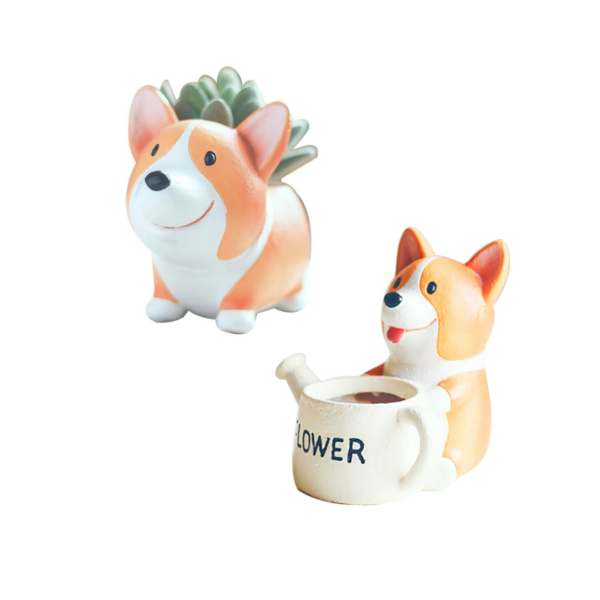 Small Resin Corgi Succulent Flower Pot Mini Desktop Plant Holder