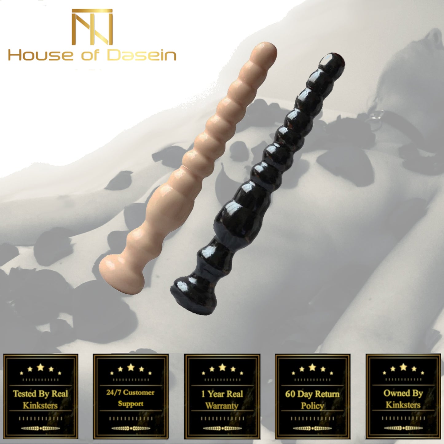 Small / Large Long Black Beads Butt Plug Prostate Massager Anal Play Fetish