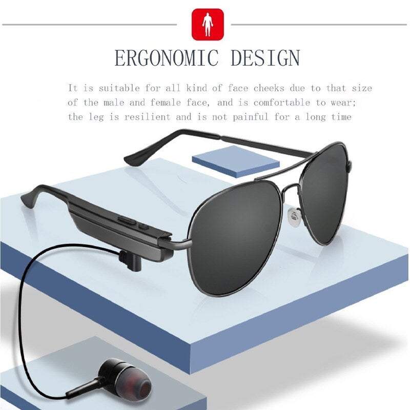 Sunglasses Smart Bluetooth Headset Men Women Polarized Glasses Driving Sports Music Calling Black