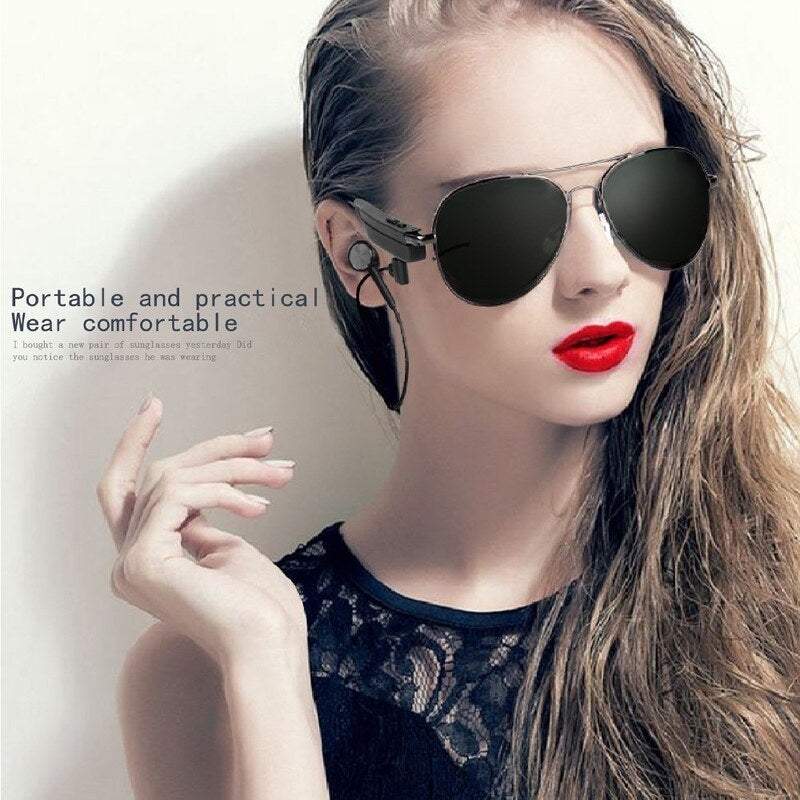 Sunglasses Smart Bluetooth Headset Men Women Polarized Glasses Driving Sports Music Calling Black
