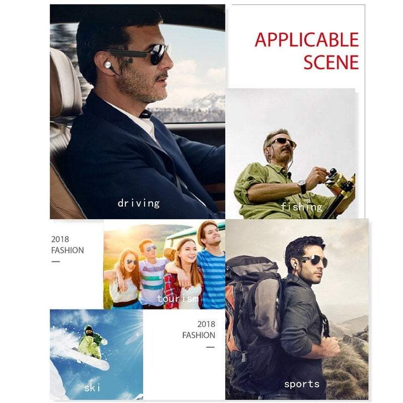 Sunglasses Smart Bluetooth Headset Men Women Polarized Glasses Driving Sports Music Calling Black