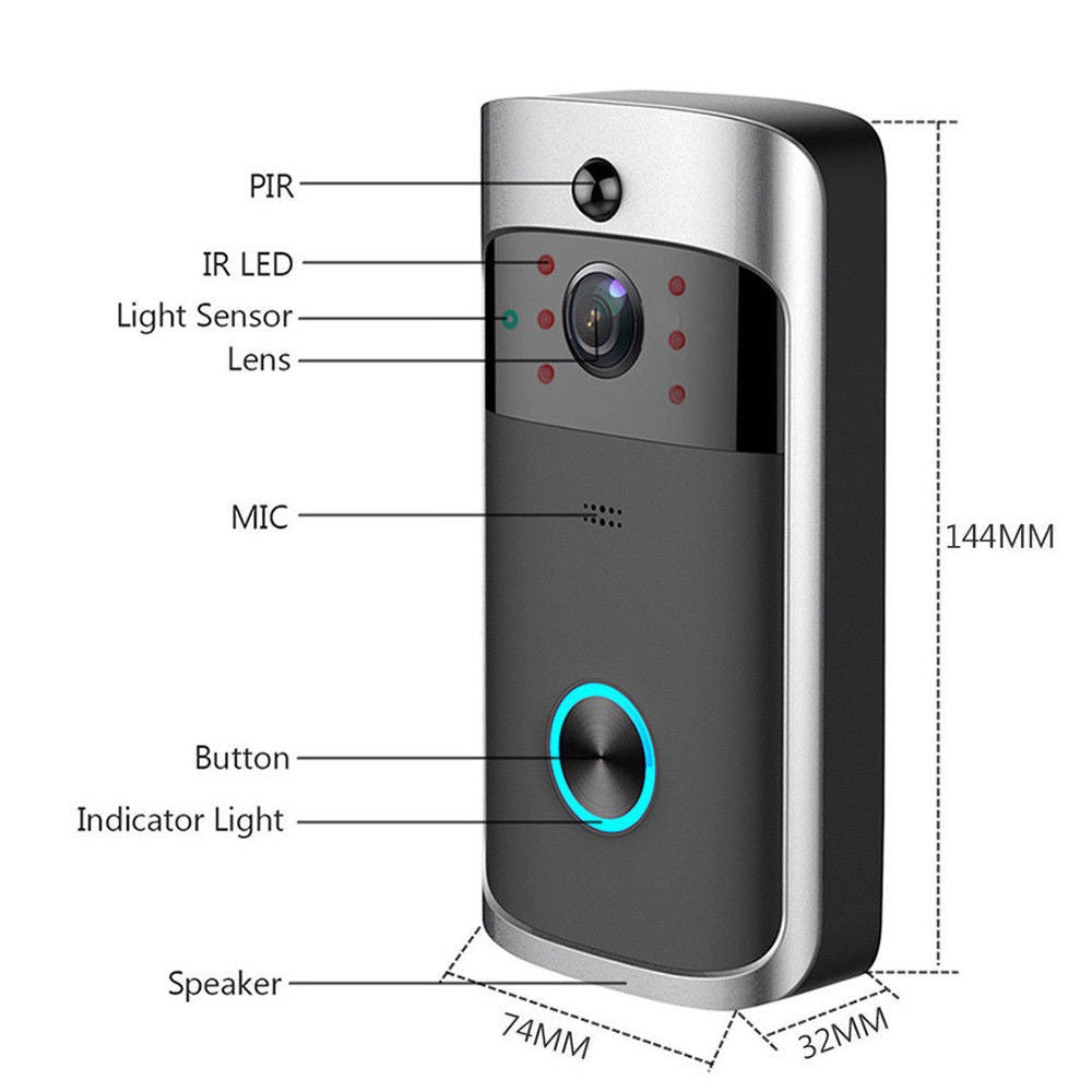 Smart Video Wireless Wifi Door Bell Ir Visual Camera Record Security System Kit