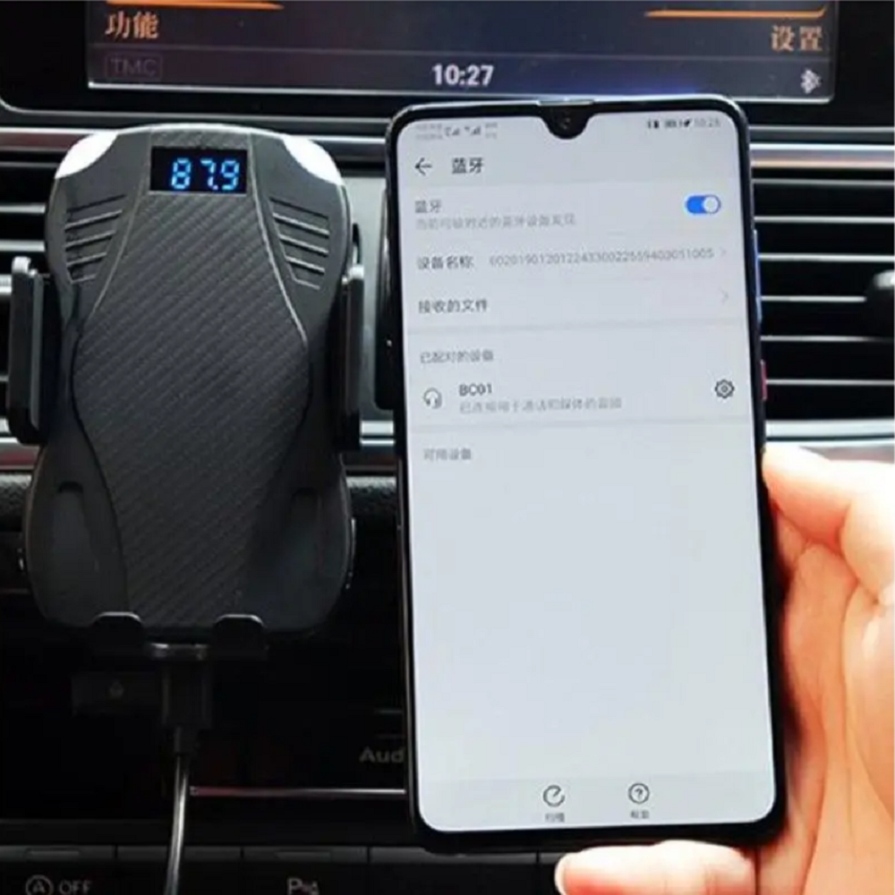 Smart Sensor 3 In 1 Bluetooth 5.0 Phone Holder Wireless Charging Navigation Bracket Black