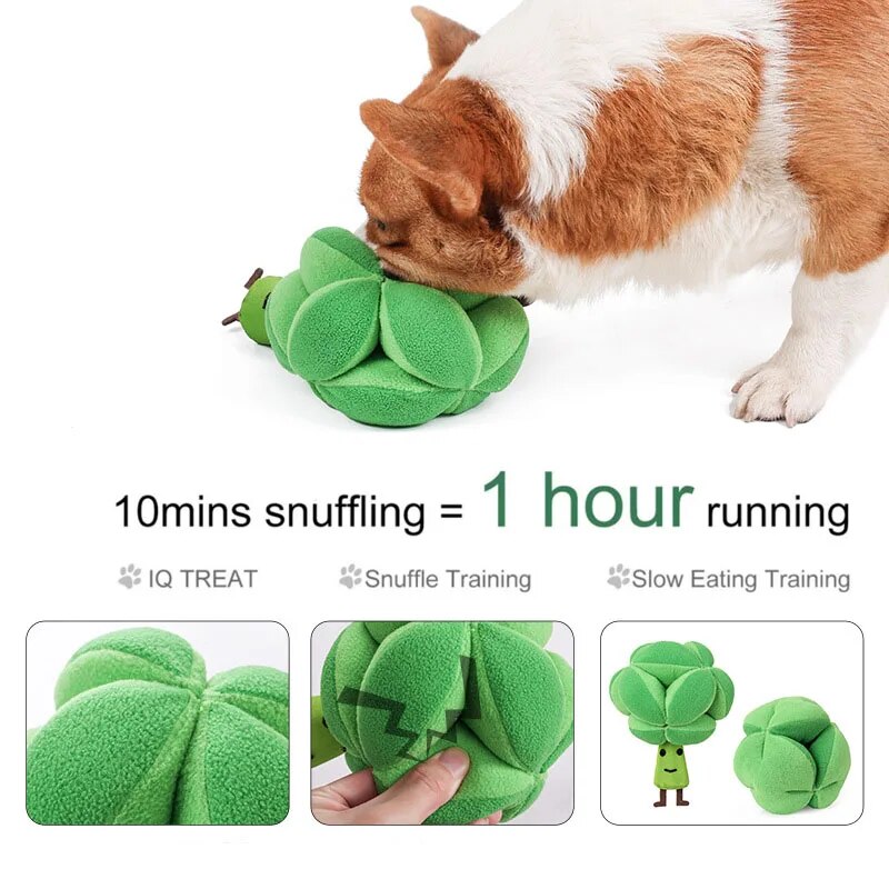 Snuffle Broccoli Dog Puzzle Toys Increase Iq Slow Dispensing Feeder Pet Cat