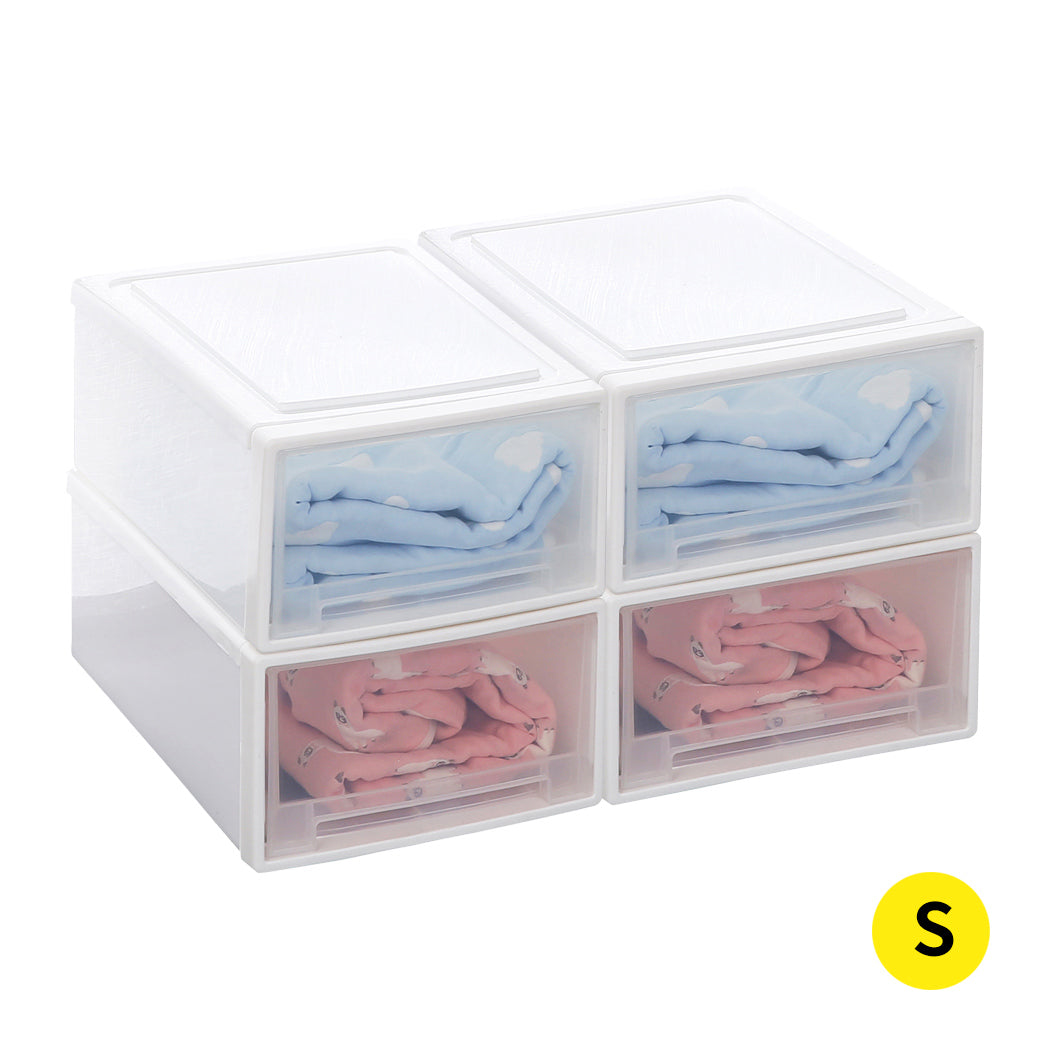 Plastic Storage Drawers Stackable Containers 4Pk Small