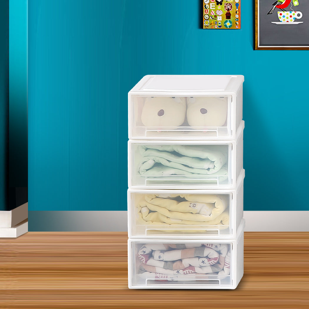 Plastic Storage Drawers Stackable Containers 4Pk Small
