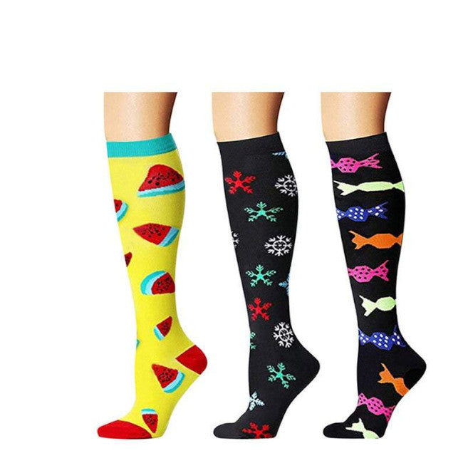Socks Tights Unisex Printed Breathable Knee High Long Cute Compression