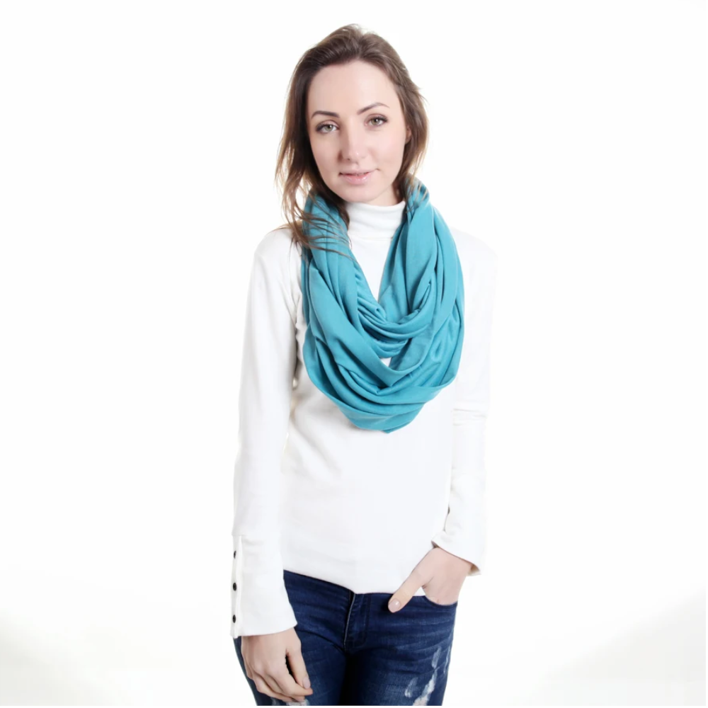 Soft Lightweight Infinity Scarf Solid Colours Jersey Knit Loop Ring