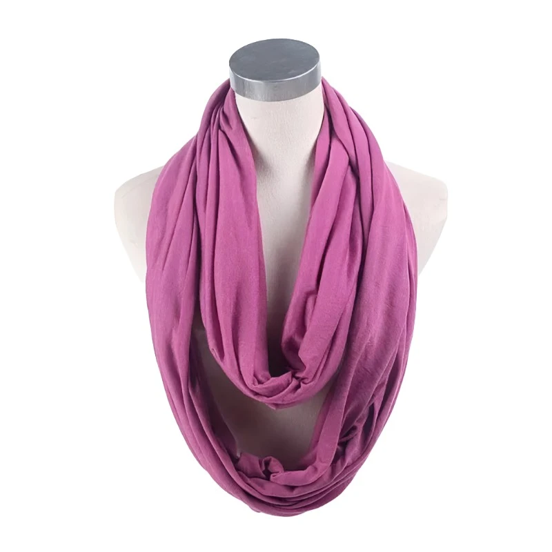 Soft Lightweight Infinity Scarf Solid Colours Jersey Knit Loop Ring