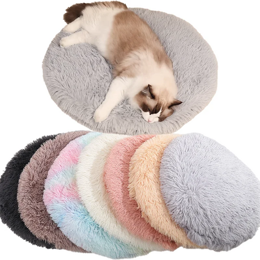 Soft Plush Round Cat Bed Mat For Small Dogs Cats Cozy Fleece Pet Sleeping Kitten Puppy Nest Warm Cushion Accessories