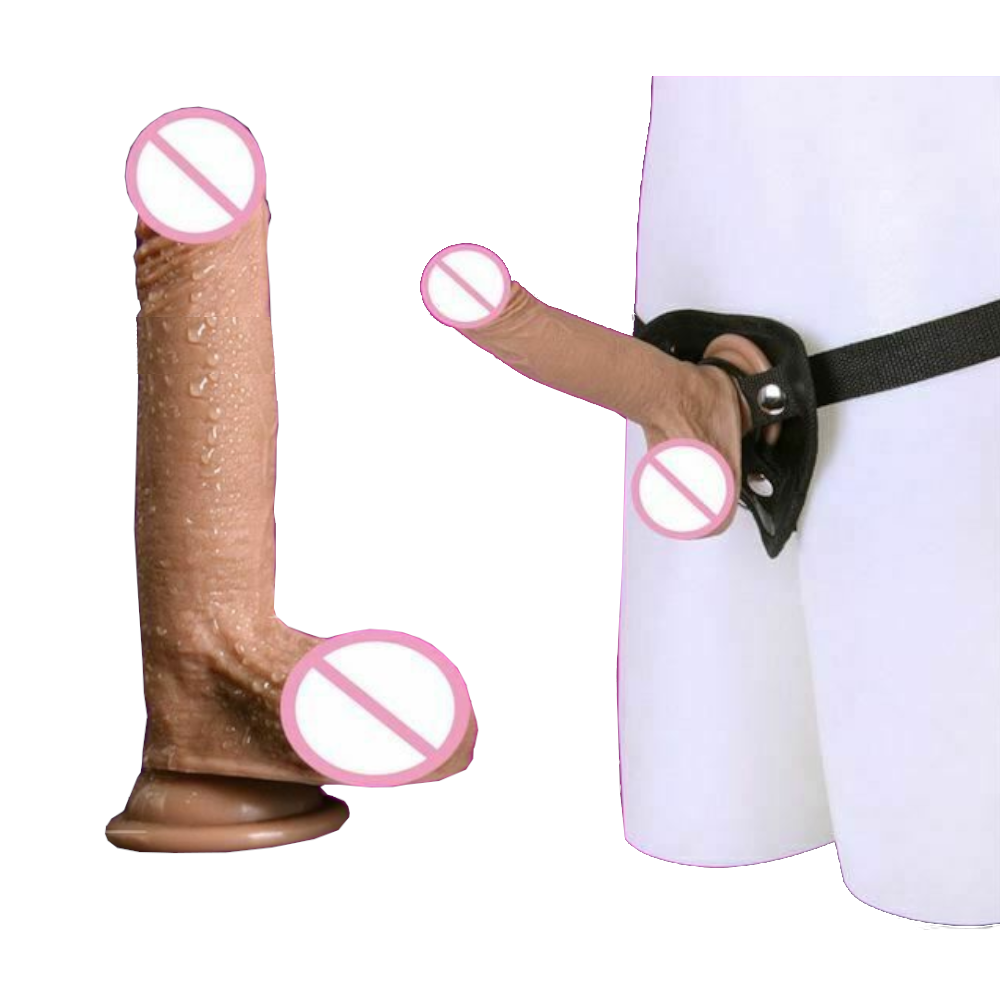 Soft Silicone Realistic Cock And Balls Dildo Suction Cup Strap On Harness