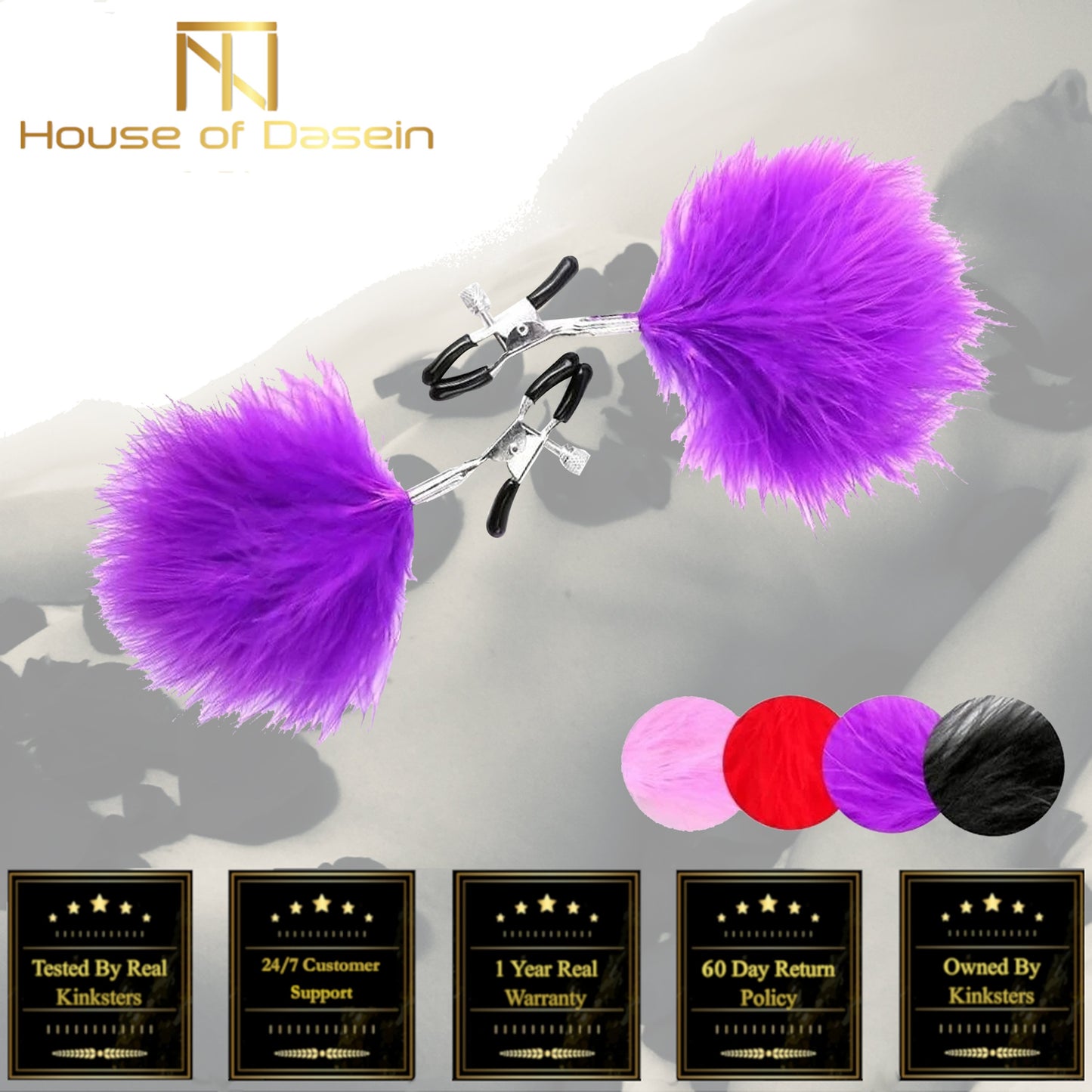 Fluffy Feather Nipple Clamps Breast Bondage Kink Fetish Restraints