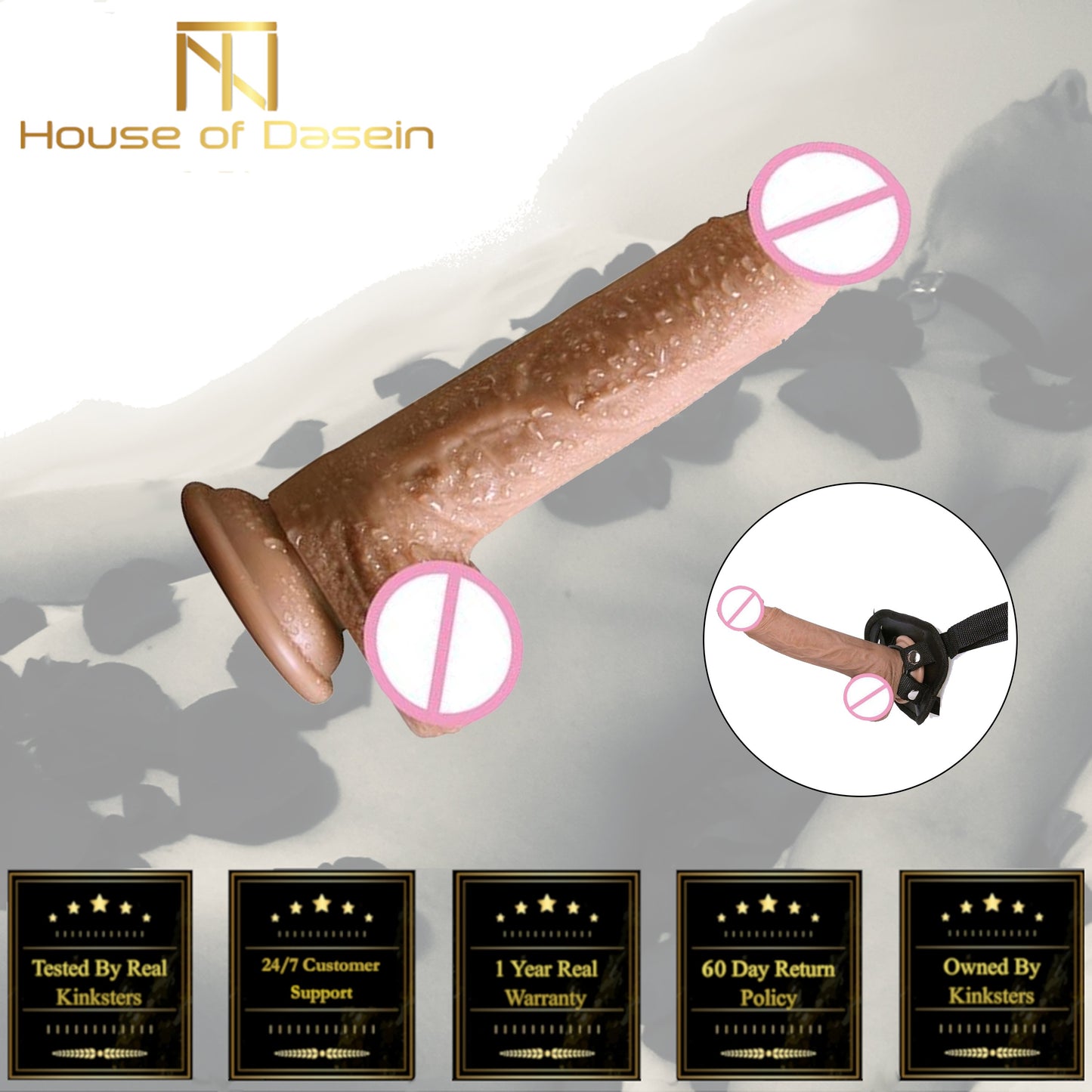 Soft Silicone Realistic Cock And Balls Dildo Suction Cup Strap On Harness