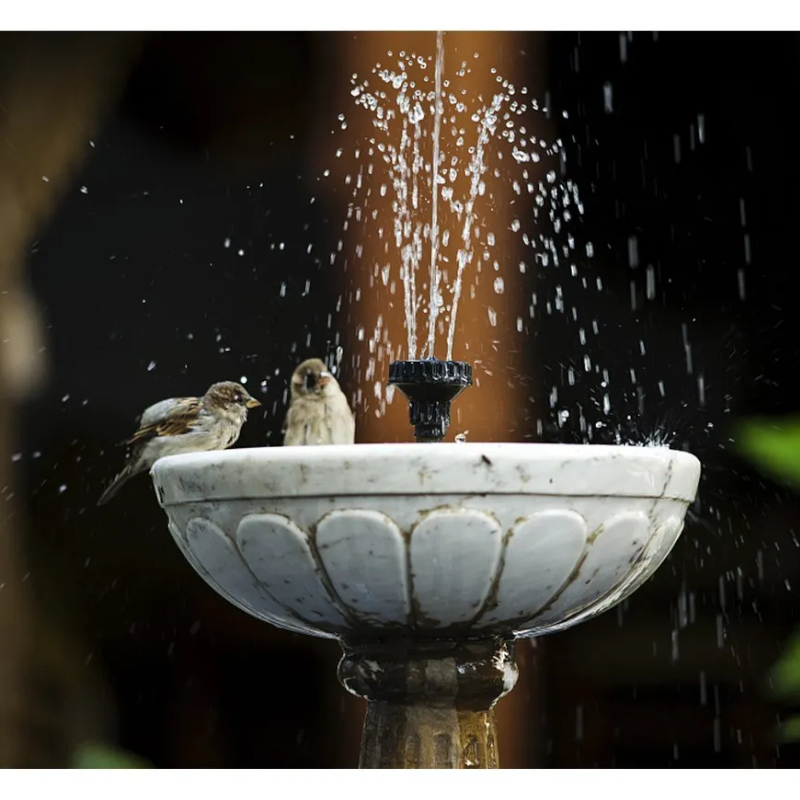 195Mm / 7.68 Inch Solar Power Fountain Flower Shape Panel Energy Saving Water Pump Black
