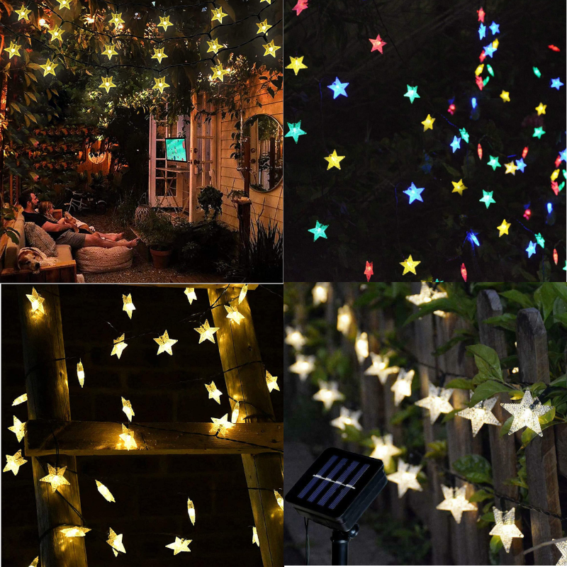 Solar Led Star String Lights Outdoor Garden Decorative