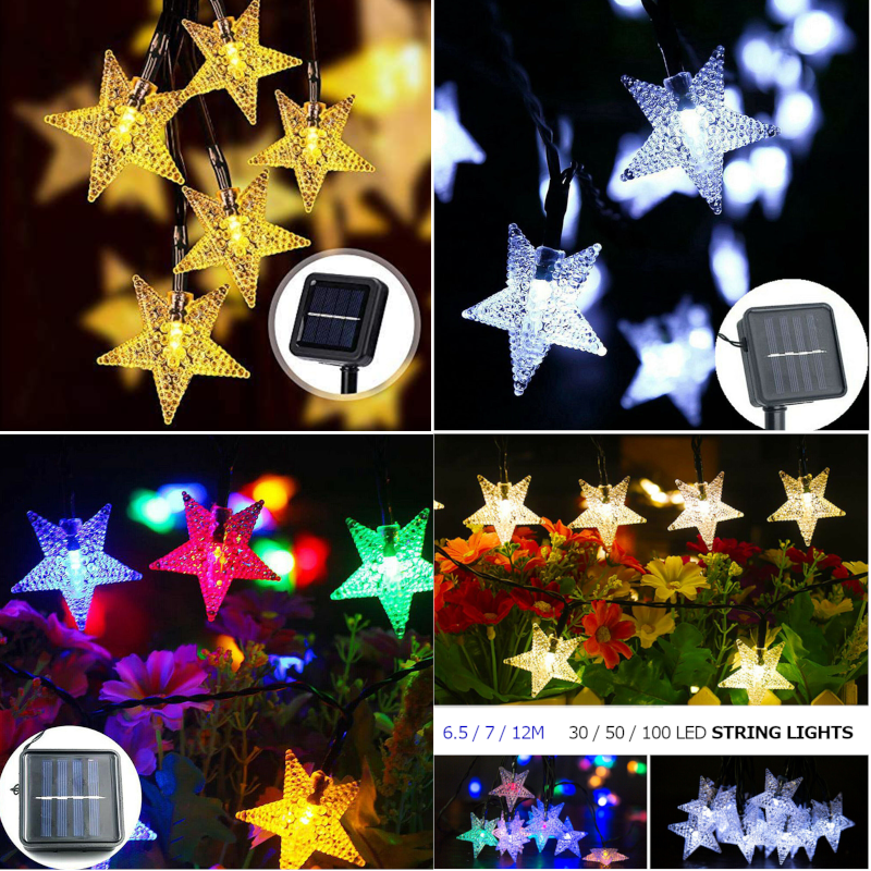 Solar Led Star String Lights Outdoor Garden Decorative