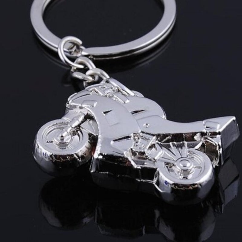 Solid Motorcycle Keychain Silver
