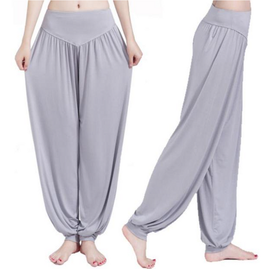 Solid Colour Cotton Soft Yoga Sports Dance Harem Pants For Women