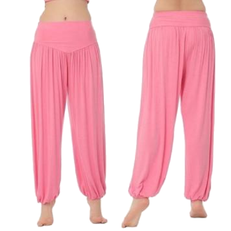 Solid Colour Cotton Soft Yoga Sports Dance Harem Pants For Women
