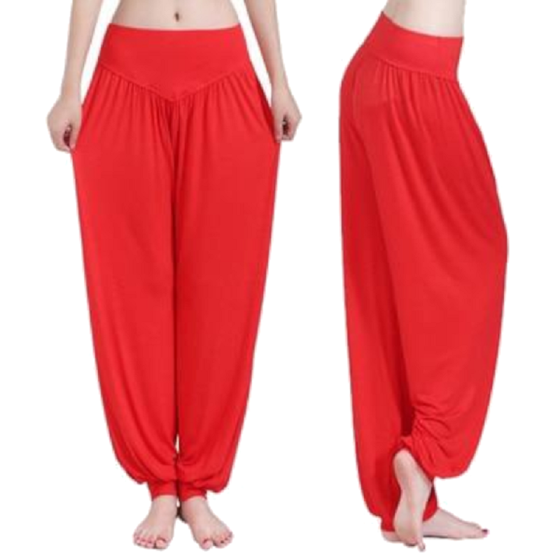 Solid Colour Cotton Soft Yoga Sports Dance Harem Pants For Women