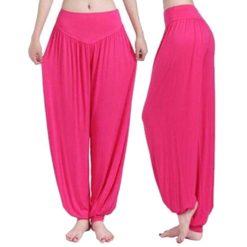 Solid Colour Cotton Soft Yoga Sports Dance Harem Pants For Women